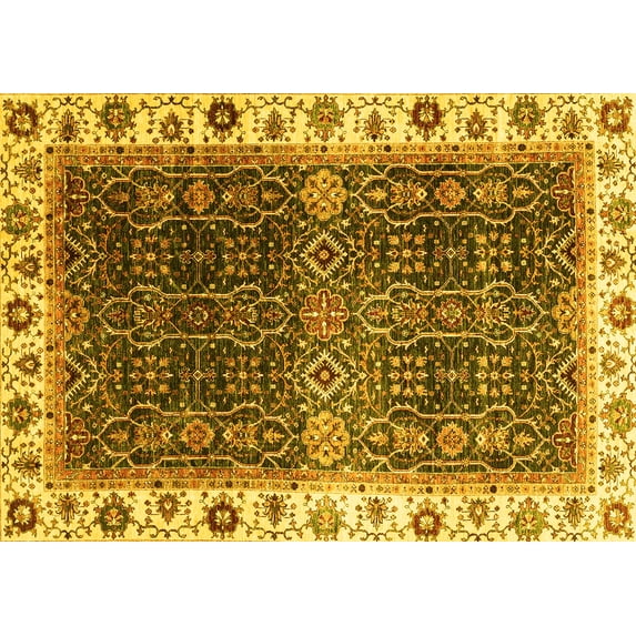 Ahgly Company Indoor Rectangle Abstract Yellow Modern Area Rugs, 3' x 5'