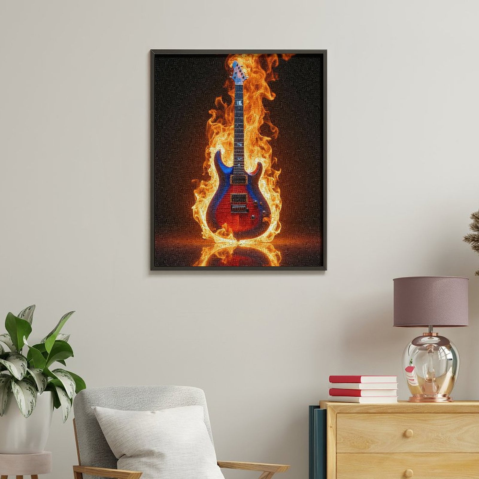 Paint By Numbers Kit for Adults Beginner - Fiery Guitar Burst DIY Canvas Painting Kits for Adults, Frameless Paint By Number for Adults for Home Wall Decor 16x20 Inch