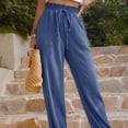 thumbnail image 3 of Pantalones Bombachos Pantalones con cordón para mujer Pantalones casuales con cordones para mujer Traje de vacaciones (Azul M) Ygjytge para Mujer Azul T S, 3 of 7