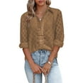 thumbnail image 4 of Blouse, Long Sleeves Stylish Polyester Women Casual Shirt Breathable Button  For Dating Brown S, 4 of 4