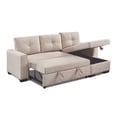 thumbnail image 6 of 91.7" Pull-Out Sleeper Bed, L-Shape 3-Seater Modular Fabric Convertible Reversible Sleeper Sectional Sofa Couch with Storage Chaise - Beige 00001, 6 of 9