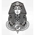 thumbnail image 3 of Egyptian Queen Size Duvet Cover Set, Hand-drawn Vintage Tattoo Art of an Ancient Figure Pharaoh with Winged Ankh, Decorative 3 Piece Bedding Set with 2 Pillow Shams, Black and White, by Ambesonne, 3 of 3