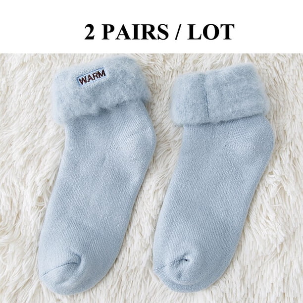 Calcetines de nieve con bordado de letras para mujer, medias súper gruesas, térmicas, mullidas, de felpa, cálidas, para dormir en el hogar, 2 pares