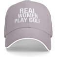 thumbnail image 1 of Real Women Play Golf Unisex Vintage Washed Baseball Cap Adjustable Dad Hat Black, 1 of 7