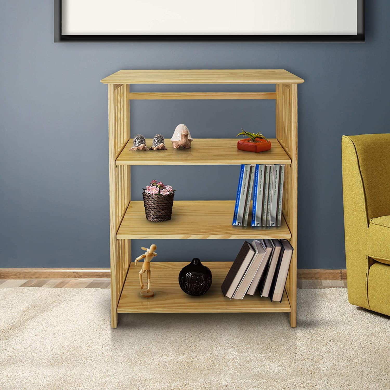 Soho Manhattan 4Shelf Folding Bookcase 26" Wide Natural