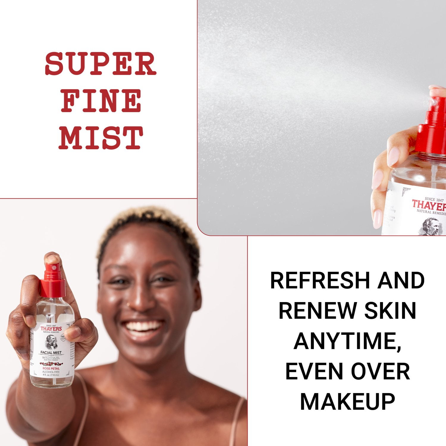 Thayers Alcohol-Free Rose Petal Witch Hazel Facial Mist, 4 oz
