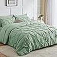 thumbnail image 3 of CozyLux Full Size Comforter Sets - 7 Pieces Comforters Full Size Sage Green, Grey Pintuck Bed in A Bag Pinch Pleat Bedding Sets with Comforter, Flat Sheet, Fitted Sheet and Pillowcases & Sha, 3 of 4