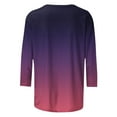 thumbnail image 6 of Ashirexll Womens Casual Tops, Short Sleeve Shirts for Women, Fashion Casual Gradient Color 3/4 Sleeve Round Neck Blouse, 6 of 6