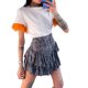 thumbnail image 4 of Txlixc Blusa de manga corta con dobladillo de avestruz Txlixc moda, 4 of 5
