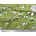 thumbnail image 3 of Soimoi Polyester Crepe Fabric Leaves & Peony Floral Printed Craft Fabric by The Yard 52 Inch Wide, 3 of 5