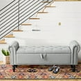 thumbnail image 4 of Furniliving Storage Ottoman Bench Button Tufted End of Bed Bench Storage Bench for Bedroom, Light Gray, 4 of 10
