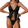 thumbnail image 4 of HAOTAGS Women's Lace Bikini Set, Two-Piece Swimsuit Sheer Double-Layer Beachwear, 4 of 5