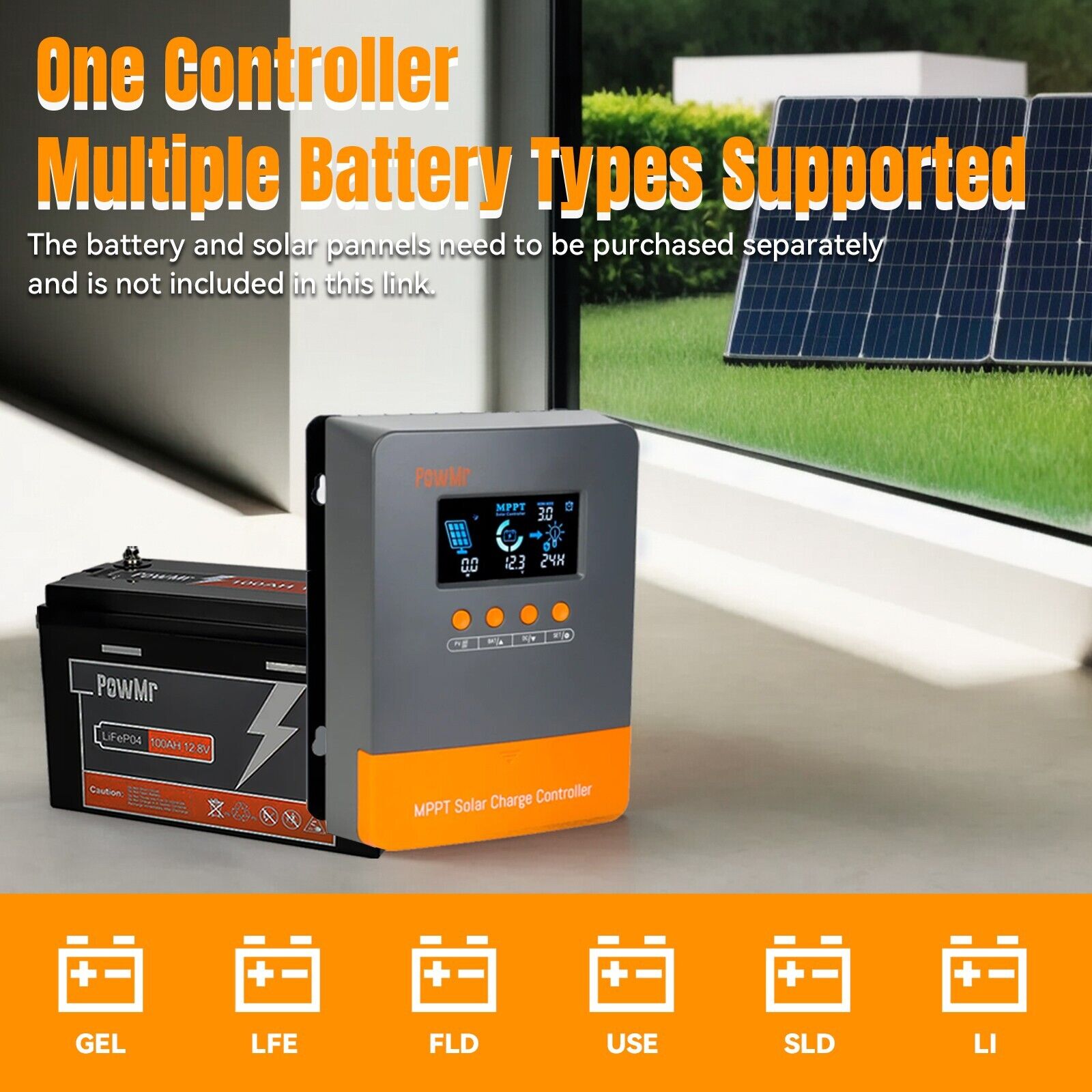 PowMr 60A MPPT Solar Charge Controller 12V 24V 36V 48V PV 160V Battery Regulator