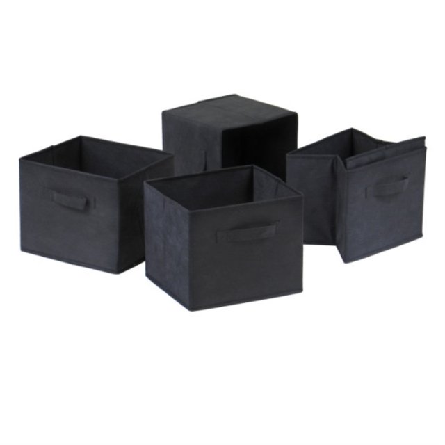 Cestas Plegables Ergode Capri Juego de 4 Tela Negra 22411-VV