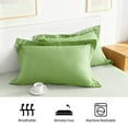thumbnail image 4 of 2 Pack King Brushed Microfiber Pillow Shams with 2" Flange, Super Soft and Cozy, Wrinkle, Fade, Stain Resistant Sham, Sage Green, 20x36 inches, 4 of 8