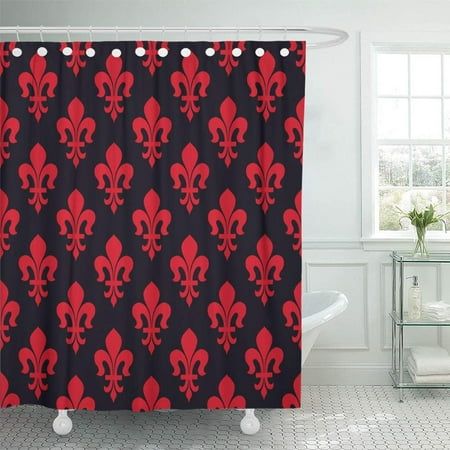 Black Fleur De Lis - KSADK Abstract Red and Black Vintage Classical French Royal Ornate Fleur De Lis Pattern Shower Curtain Bath Curtain 66x72 inch