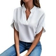 thumbnail image 5 of Womens Tops Women's Summer Chiffon Blouses Sleeve Blouse Tops V Neck Ruffle Short Sleeve Tunic Tops for T Shirt Shirts for Women, 5 of 5