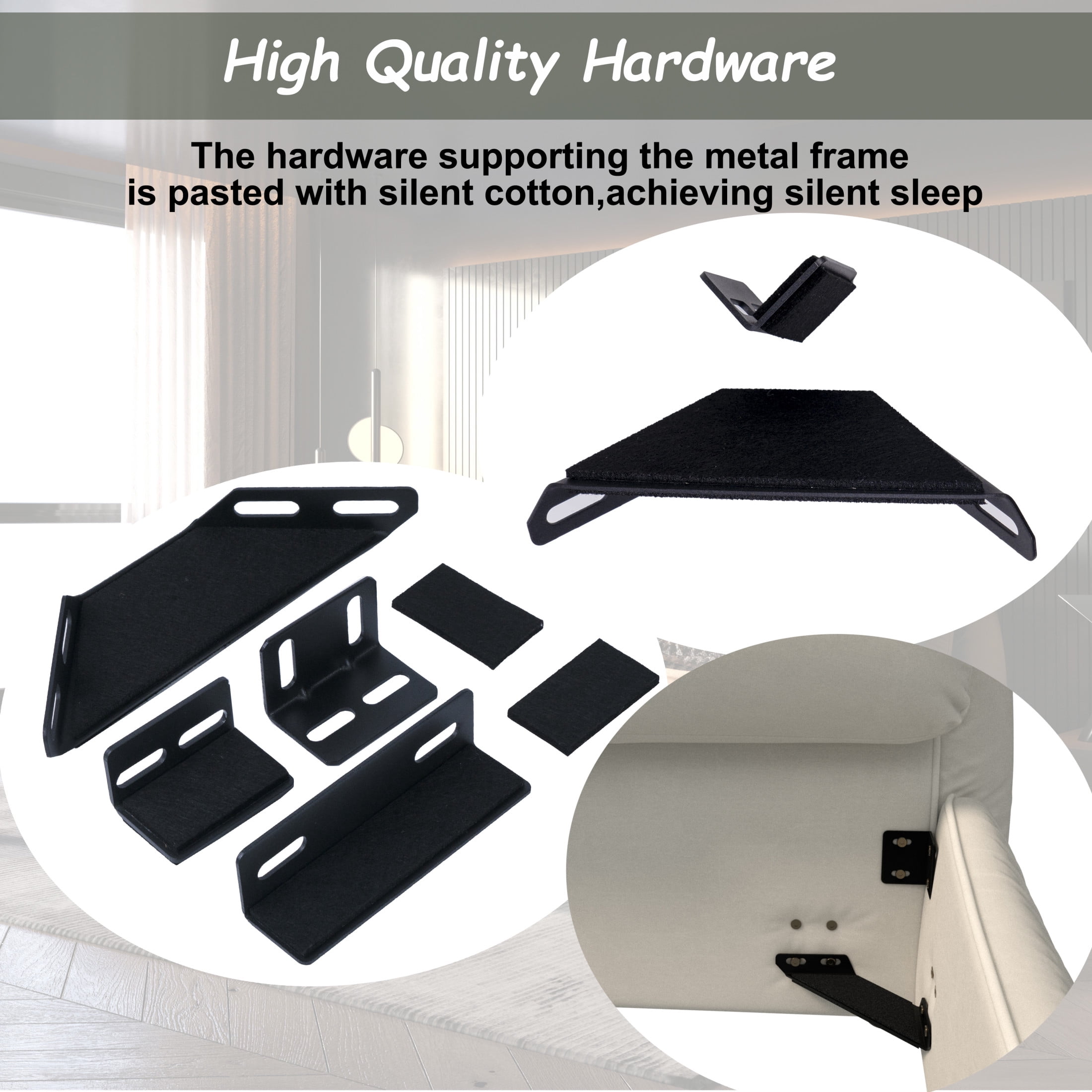 Noble House Sheila Queen Size Velvet Platform Bed Frame, Unique Shaped Headboard and Solid Wood Frame, Black
