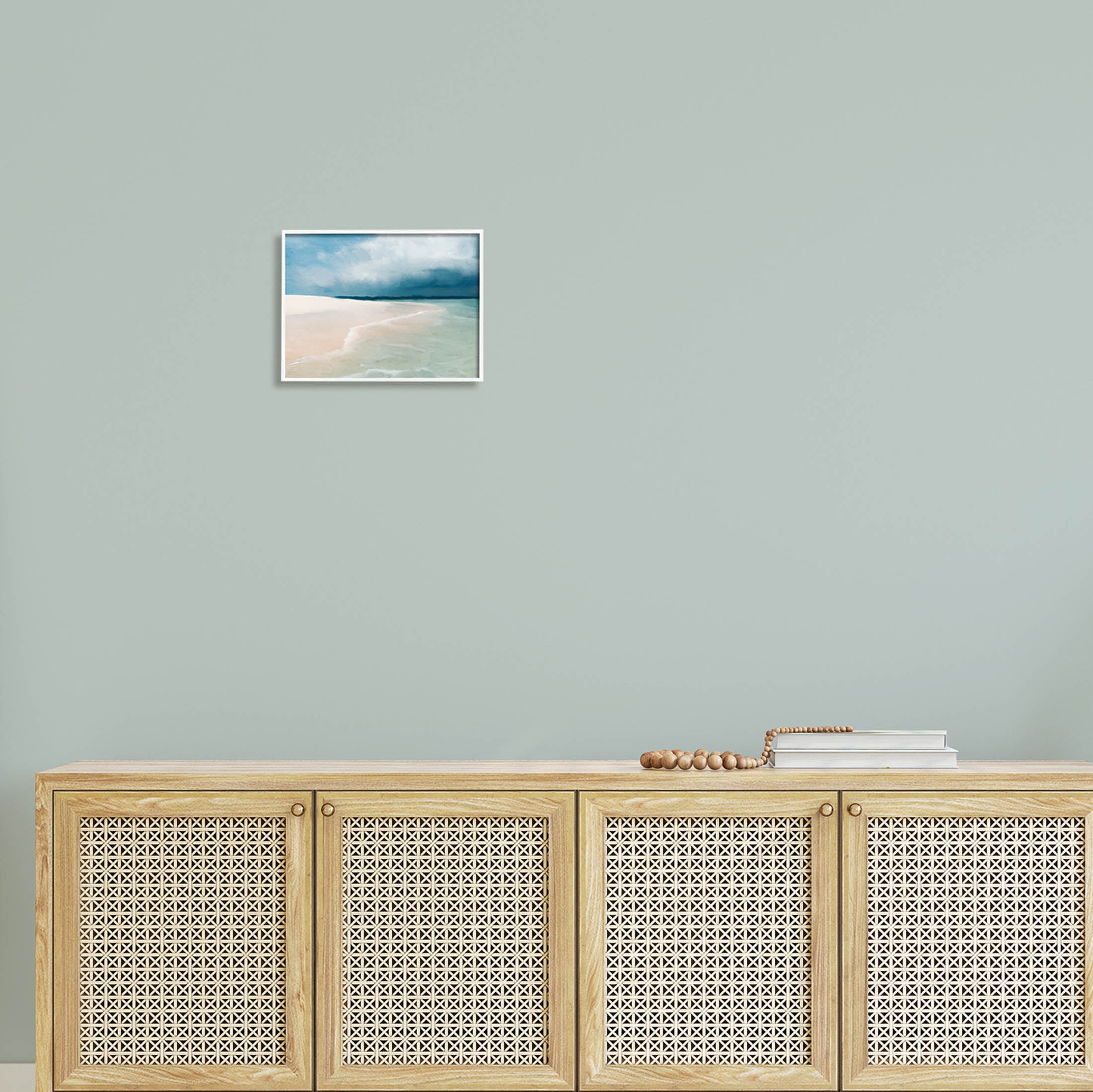 Stupell Industries Tranquil Clear Summer Beach Waves Painting White Framed Art Print Wall Art, Design by Kim Allen