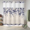 thumbnail image 6 of No Hook Shower Curtain, Vintage Navy Blue Roses Shower Curtains for Bathroom with See Through Top Window, Spring Floral Elegant Pastoral Retro Art Waterproof & Washable Bath Curtain Standard 72"x72", 6 of 9