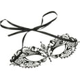 thumbnail image 2 of Luxury Mask - Burlesque-Boutique Black Laser Cut Metal Venetian Pretty Masquerade Mask w/Purple Rhinestones, 2 of 2