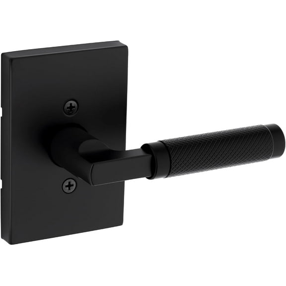 Kwikset Prava Matte Black Dummy Door Lever – Rectangle Rose, One-Sided