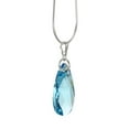 thumbnail image 3 of Austrian Crystal Teardrop Sterling Silver Snake Chain Necklace - Aquamarine Blue, 3 of 5