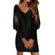 thumbnail image 1 of Vestido de encaje estampado de manga larga y cuello en V para mujer - Poliéster y spandex, tallas S-XXL - Elegante para cócteles y bodas, 1 of 4