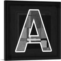 ARTCANVAS Modern Black White Alphabet Letter A Canvas Art Print - Size: 26" x 26" (1.50" Deep)