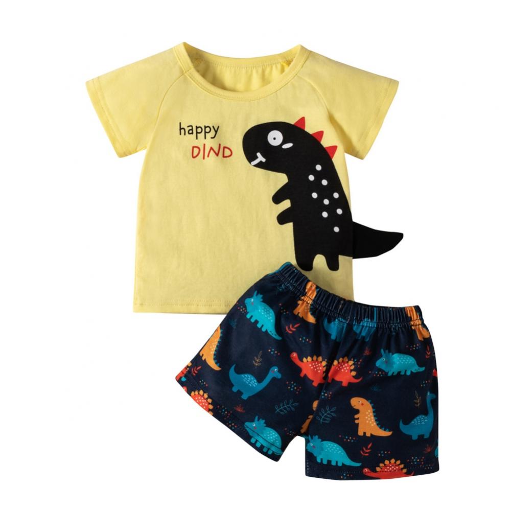 Bullpiano Baby Boys 23 Years Clothes Outfits Infant Boys Tee Shorts Set Summer Cartoon Print
