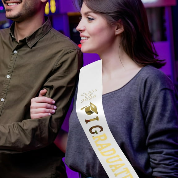 Raindrops 1Pcs Pageants Senior Sash 33.5in x 3.7in Satin Material for Graduation Parties and Rallies