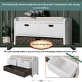 thumbnail image 6 of Rustic Upholstered Storage Bench with Removable Rattan Basket and 2 Drawers, Entryway Shoe Bench with Removable Cushion, End of Bed Bench for Entryway Laundry Room Bedroom, White, 6 of 9