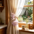 thumbnail image 4 of Linnome Faux Flower Jute Rope Curtain Tieback Handmade Bendable Fabric Flower Drape Holdback No Drill Decor for Living Room and Bedroom Boho Farmhouse Style 15.75x3.15in, 4 of 6