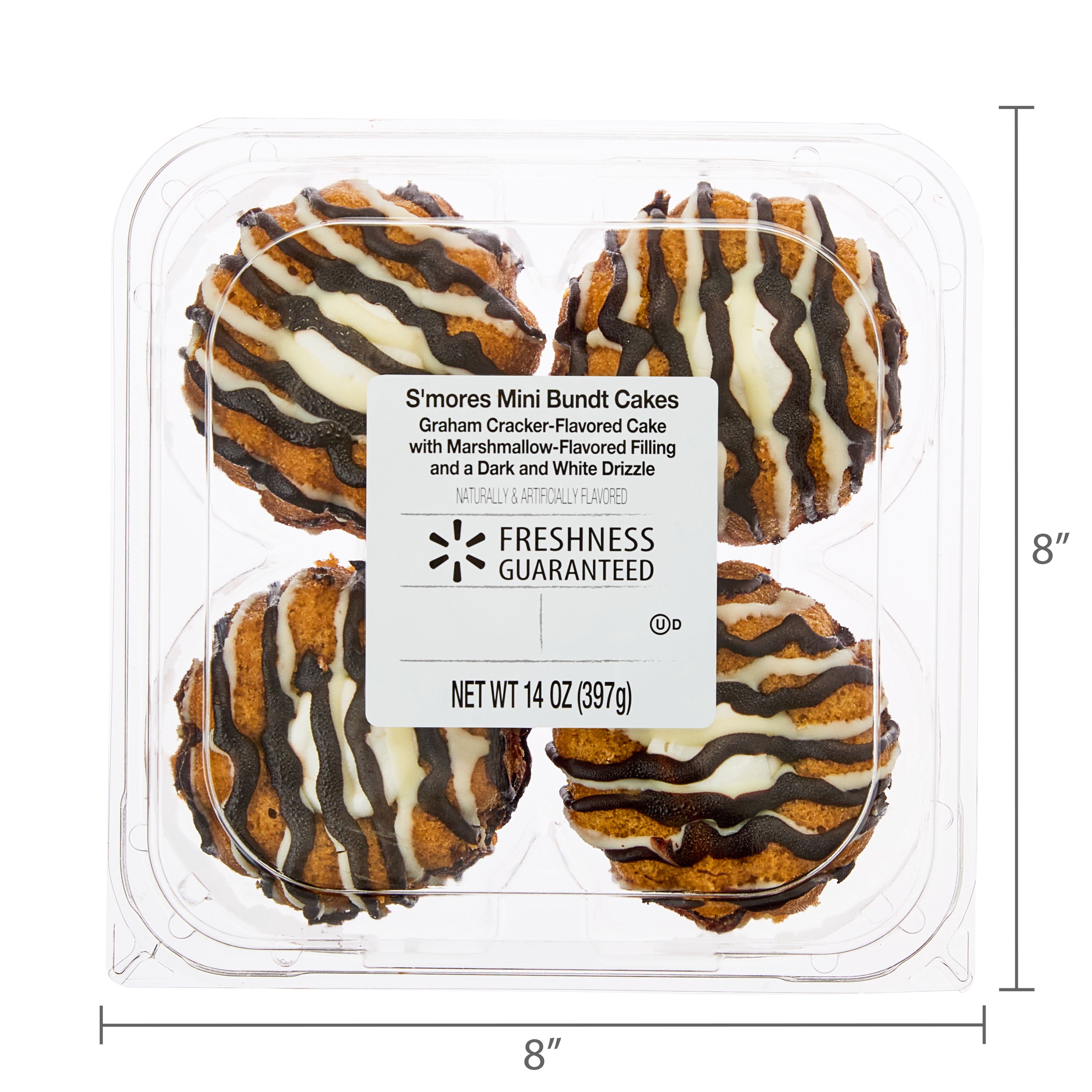 Freshness Guaranteed Baked S’mores Mini Bundt Cakes, 14 oz, 4 Count (Shelf Stable)