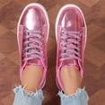 thumbnail image 7 of Glitter Sparkly Low Top Sequins Lace Up Tennis Shoes Shiny Walking Shoes Color Pink Size 36, 7 of 7