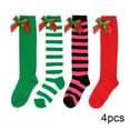 thumbnail image 2 of Esaierr 2 Pairs Kids Girls Christmas Socks Knee High Socks Long Socks Soft Cute Bow Socks for 7-12Y, 2 of 5