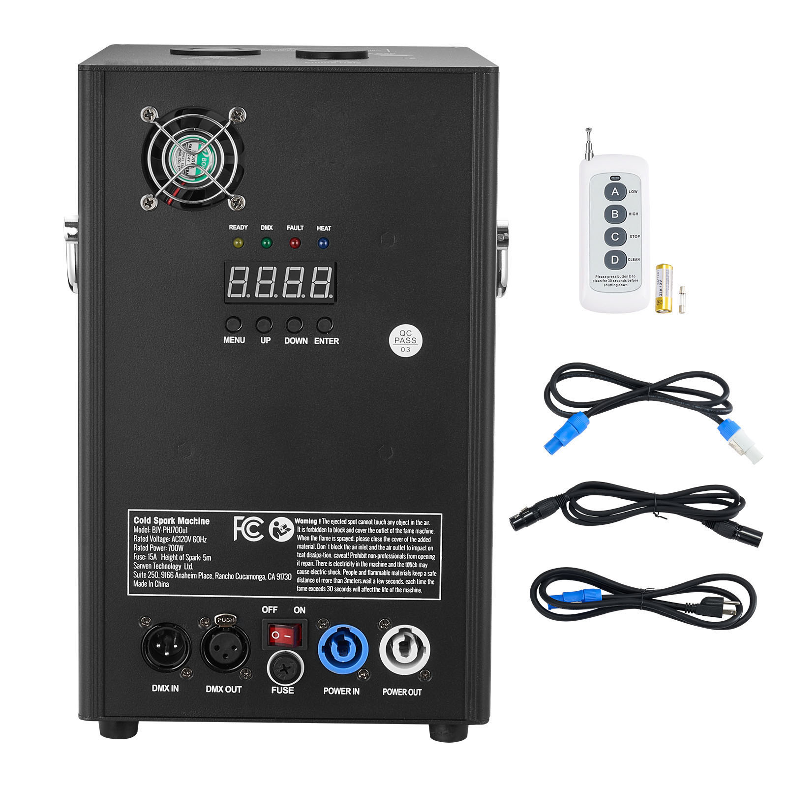 KFFKFF 1Pcs Cold Spark Machine, 700W 6.6-16.4ft Firework Machine DMX512 Adjustable Smart Stage Effect Machine Safe Great Low Noise Smokeless for Stage DJ Disco,Black