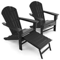 thumbnail image 1 of Gymax Ensemble de 2 Chaises Adirondack de Patio Chaise Longue d'Extérieur en HDPE avec Ottoman Rétractable Noir, 1 of 7