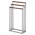 thumbnail image 3 of Pilaster Designs Preston Chrome Metal and Walnut Wood Transitional 3 Tier Freestanding Bathroom Towel Rack Organizer, 3 of 4