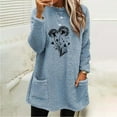 thumbnail image 2 of Sexlip Women Oversized Sweater Dress Winter Pullover Trendy Fuzzy Crew Neck Long Sleeve Casual Mini Dress with Pockets Blue S, 2 of 4