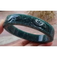 thumbnail image 5 of Certified Icy Green Burma 100% Natural A JADE Jadeite Dragon Phoenix Longevity Bangle Bracelet 71 mm 665932 TN, 5 of 11