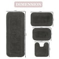 thumbnail image 3 of Home Weavers Radiant Collection 100% Cotton Non-Slip Bathroom Rug Set Machine Washable Bathroom Rug, Bath Rug, U Shaped Contour, Runner, Gray Color 4 Piece Bath Carpet set, 3 of 9