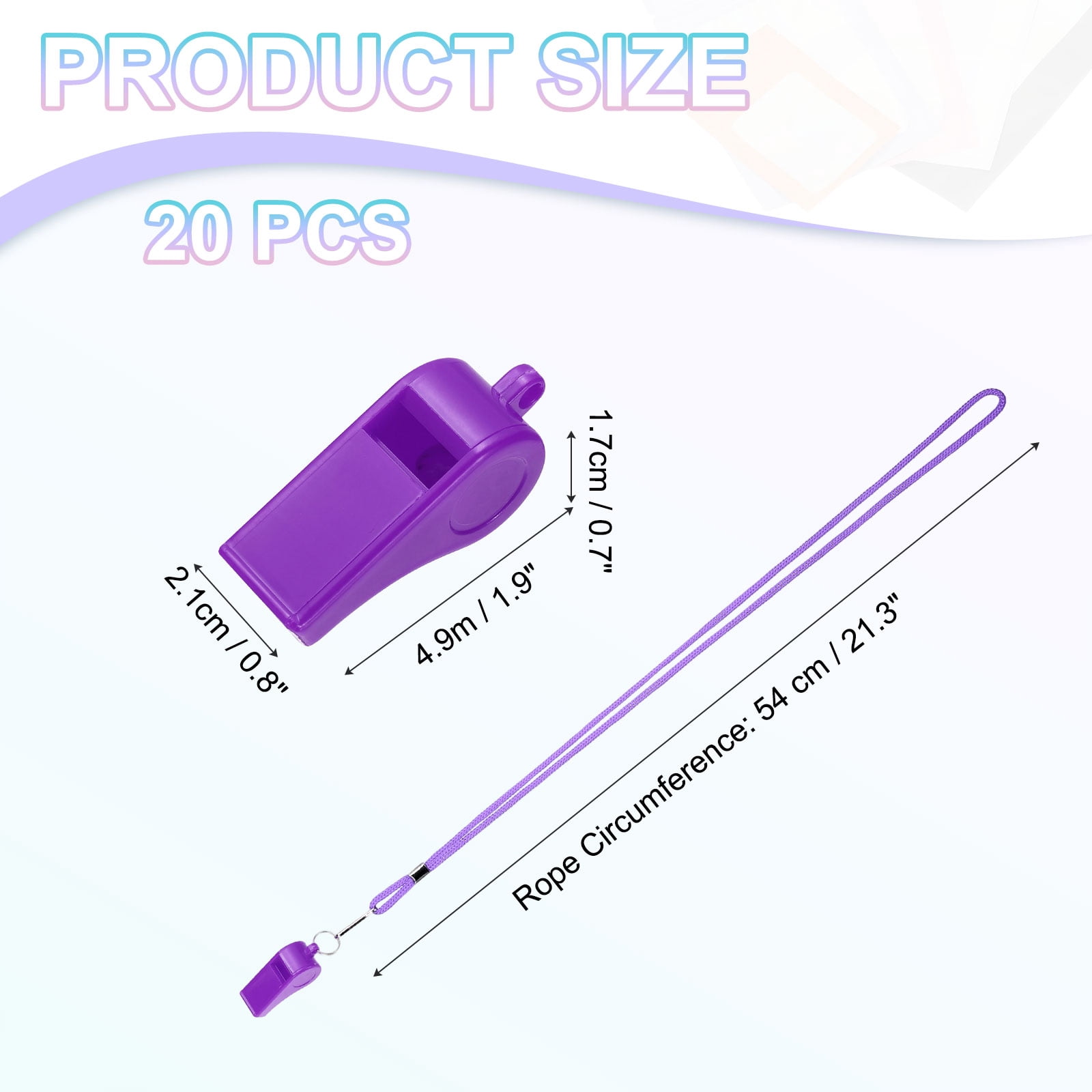 Uxcell Plastic Whistles with Lanyard, Training Sports Gather Whistles Loud Crisp Sound Colorful Bulk Whistle 20 Pcs & Purple -Fitting for (Coaches/Referee/Outsides/Team Events)