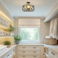 thumbnail image 5 of Kira Home Larkin 15" 3-Light Farmhouse Semi Flush Mount Ceiling Light, Wood Grain Metal, Weathered Ash Wood and Black, 5 of 9