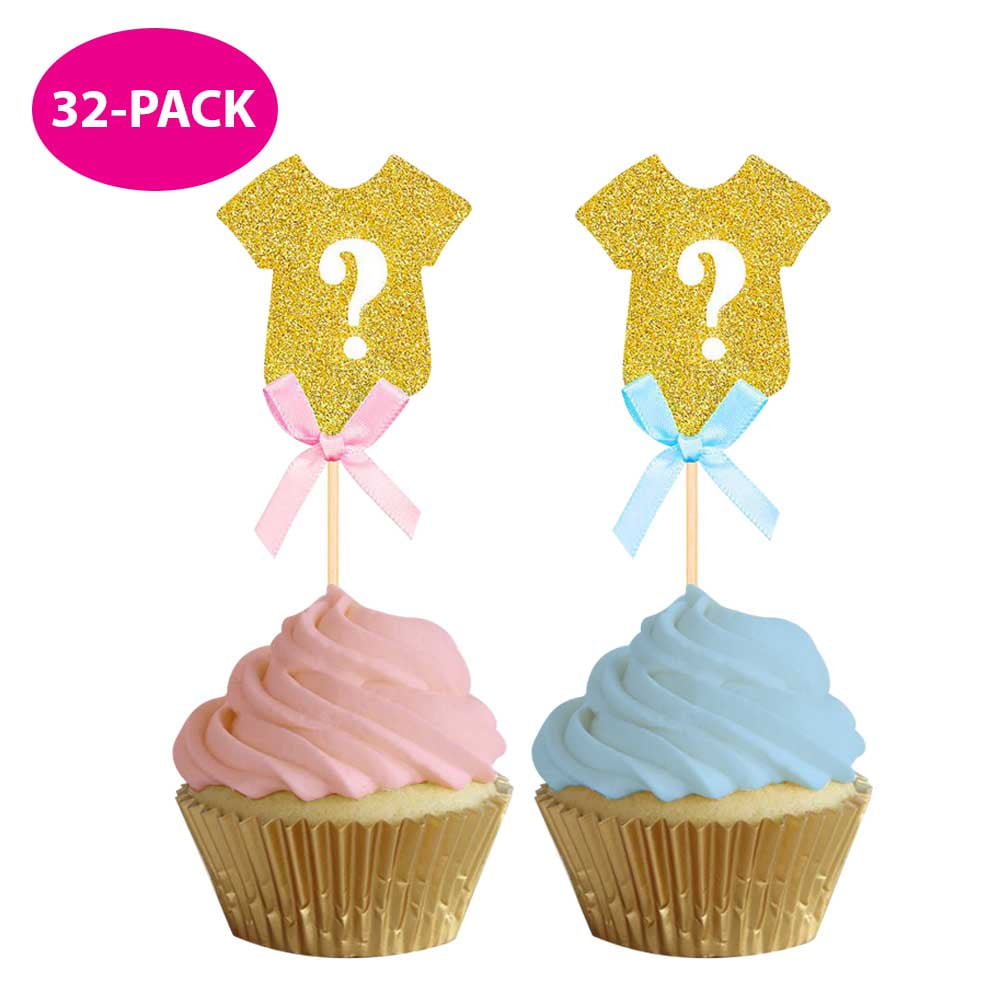 Gender Reveal Baking Gender Reveal Cupcake Toppers 32PACK Gender