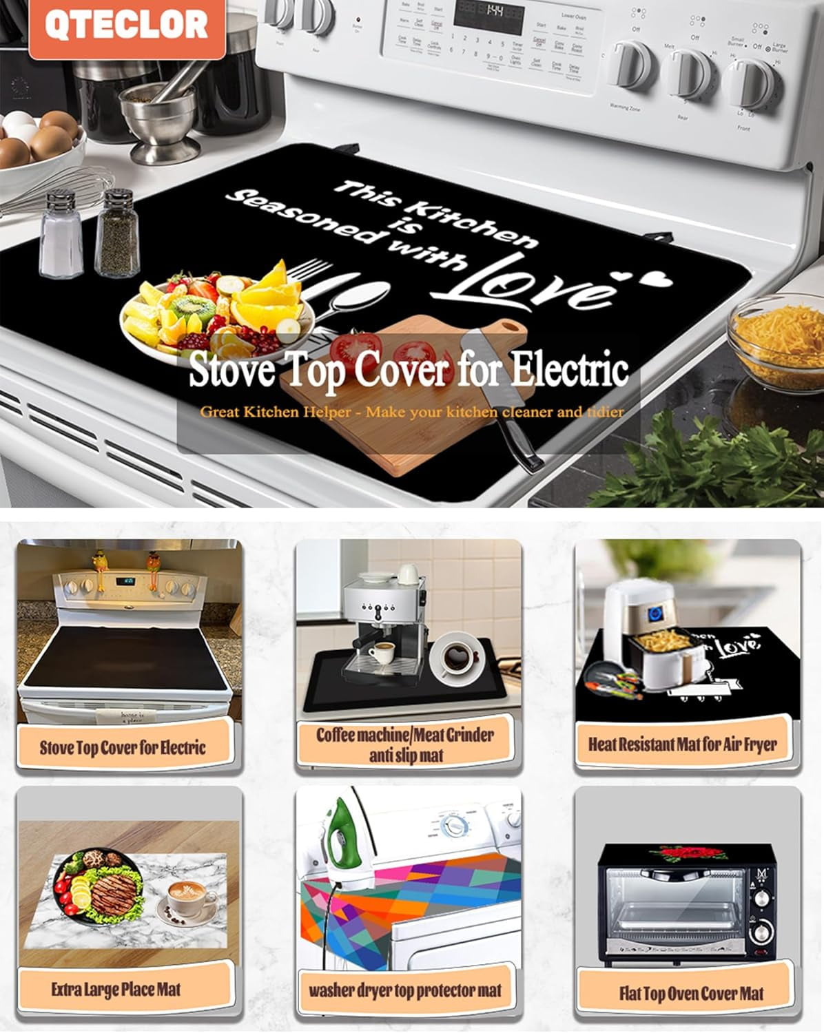 Stove Top Covers, Extra Large Stove Top Cover for Electric, Anti-Slip Waterproof Flat Top Oven Cover Mat Cooktop Cover Protector,Glass Stove Top Protector Expand Stove Space