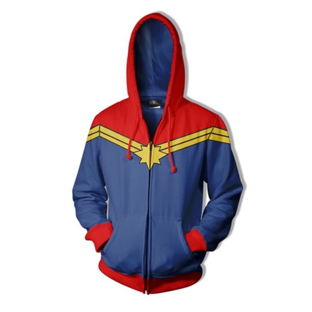 Sudadera con capucha de Anime para hombre y mujer, chaqueta de disfraz de capitán Marvel, Carol Danvers, Halloween