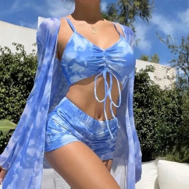 Trajes de baño estampados de verano, conjuntos de Tankini, traje de baño femenino con realce para ropa de playa, trajes de baño de tres piezas, traje de baño para piscina para mujer