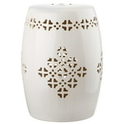 Safavieh Quatrefoil Drum Indoor/Outdoor Garden Patio Stool, Cream