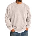thumbnail image 3 of Domuza Mens Acid Wash Crewneck Sweatshirt, Vintage Long Sleeve Pullover, Loose Fit Streetwear Top - Beige XL, 3 of 5